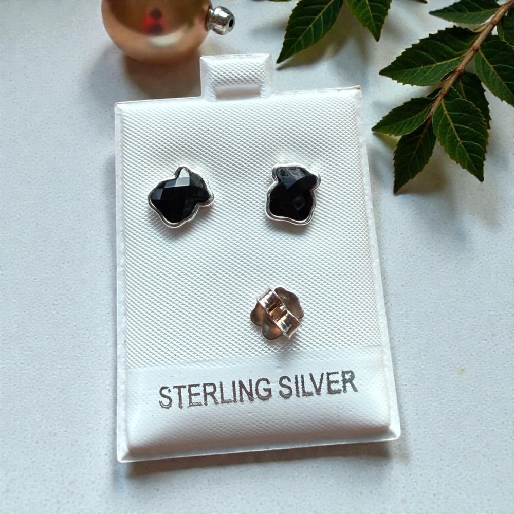 Elegant Black and Silver Sterling Silver Earrings